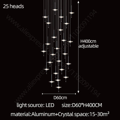 Led Chandelier Home Decoration Lighting Hanging Lamps Living Room Indoor Gloss Island Kitchen Lamps Chrome Staircase Chandelier