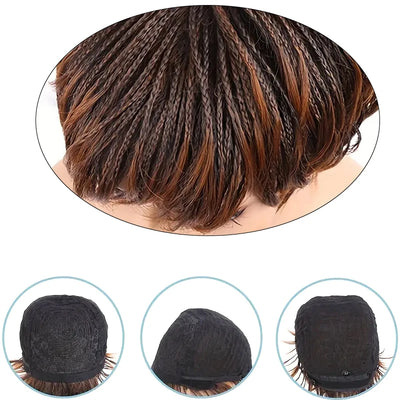 Women's Short Bob Wigs, Braided Wigs with Bangs, Synthetic Wigs for Everyday Wear Christmas Wigs