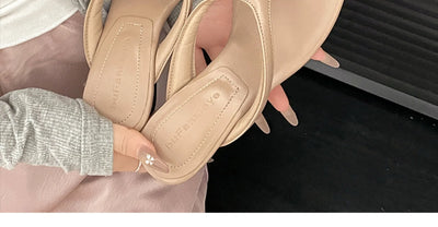 Women High-heeled Slippers 2025 Summer Clip Toe Flip Flop Fashion Pumps French Wedge Sandals Square Toe Ladies Shoes Sandalias