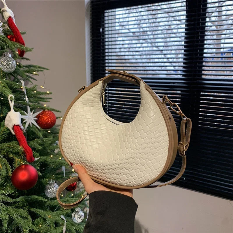 PU Leather Shoulder Bag Fashion Solid Color Lattice Crossbody Bag Small Bag Ladies Trend Luxury Designer Handbags