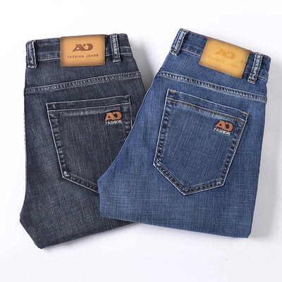 2024 Spring Summer New Men's Slim Thin Jeans Retro Light Blue Cotton Stretch Denim Pants Male Fashion Casual Brand Trousers