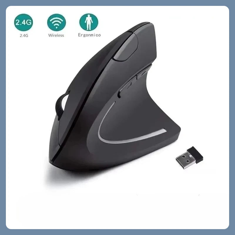 2.4GHz Vertical Mouse Ergonomic Wireless Optical Mice 3 Adjustable DPI 800/1200/1600 6 Buttons for Laptop PC Computer Desktop