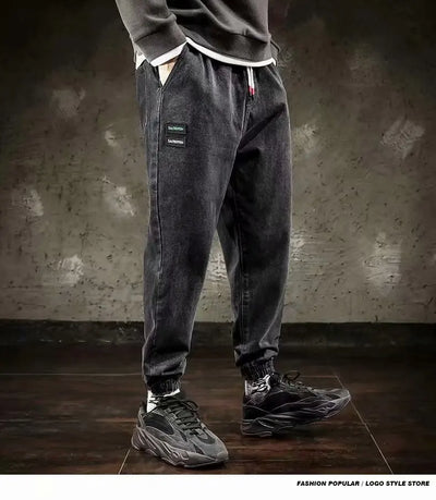 Spring Designer Fashion Men Jeans Retro Black Gray Vintage Casual Denim Harem Pants Ripped Jeans Men Wide Leg Taper Men Jeans