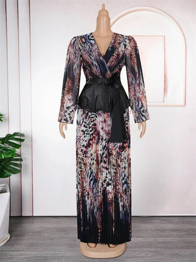 2025 Summer Dresses For Women Dubai African Wedding Party Prom Evening Gown Dashiki Pleated Maxi Robe Office Ladies Clothing