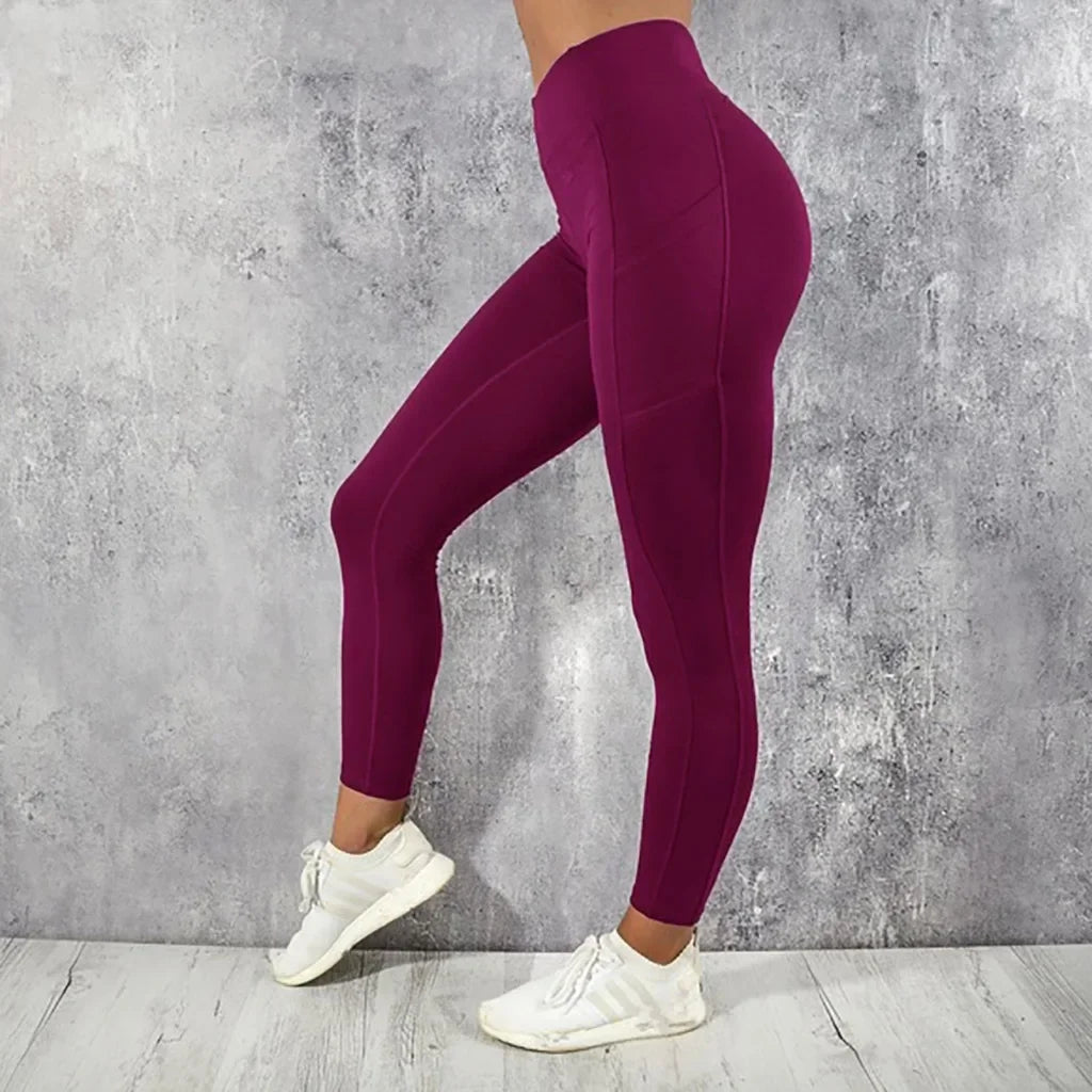 Women Yoga Running Exercise Workout Pants Side Phone Pocket Sports Yoga Pants Leggings Fitness