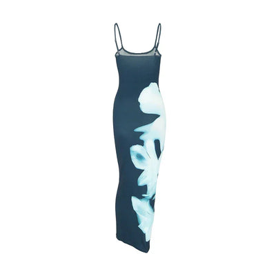 Summer Women's Dresses New Fashion Print Sleeveless Backless Bodycon Sexy Maxi Dresses Casual Streetwear Club Elegant Lady Dress