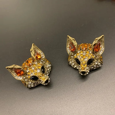 Luxury Crystal Cat Necklace Earrings Beaded Exaggerated Rhinestones Pendant Necklace Accessories Neck Jewelry
