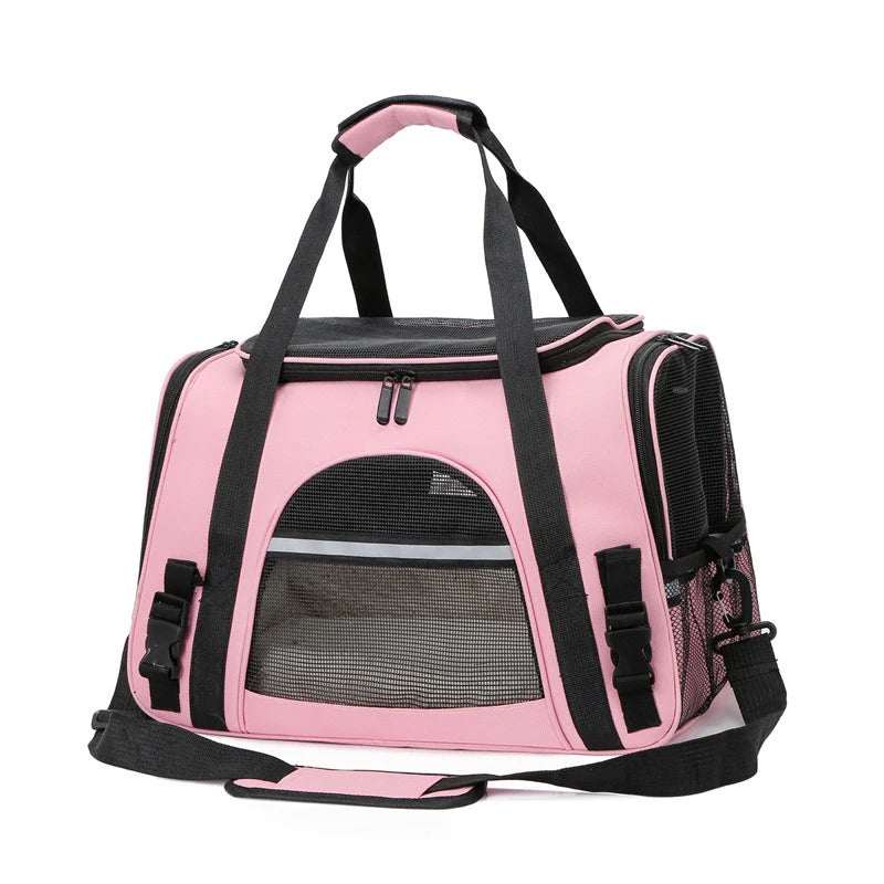 Soft-Sided Pet Travel Carrier , Mesh Breathable Carrier Bags for Cats Dogs Comfort Foldable Handbag Pet Transport Bag