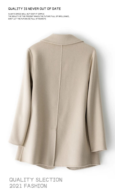 2023 New Women's Coat Pure Wool Plaids and Tweedst Fashion Camel Women's Coat Elegant Trench Coat
