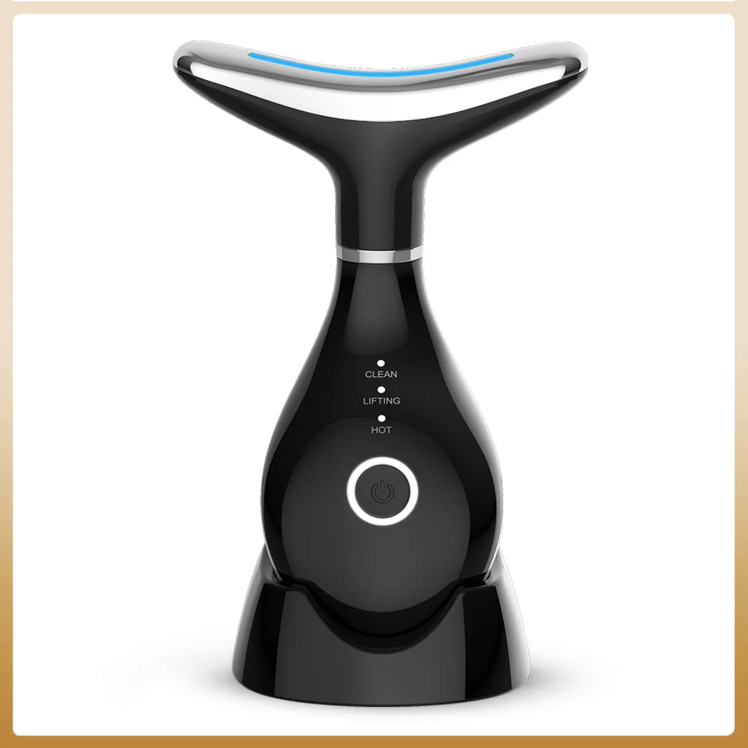 Neck Beauty Instrument with Base Microcurrent Facial Massager LED Photon Skin Rejuvenation Neck Face Skin Care Tool for Wrinkle