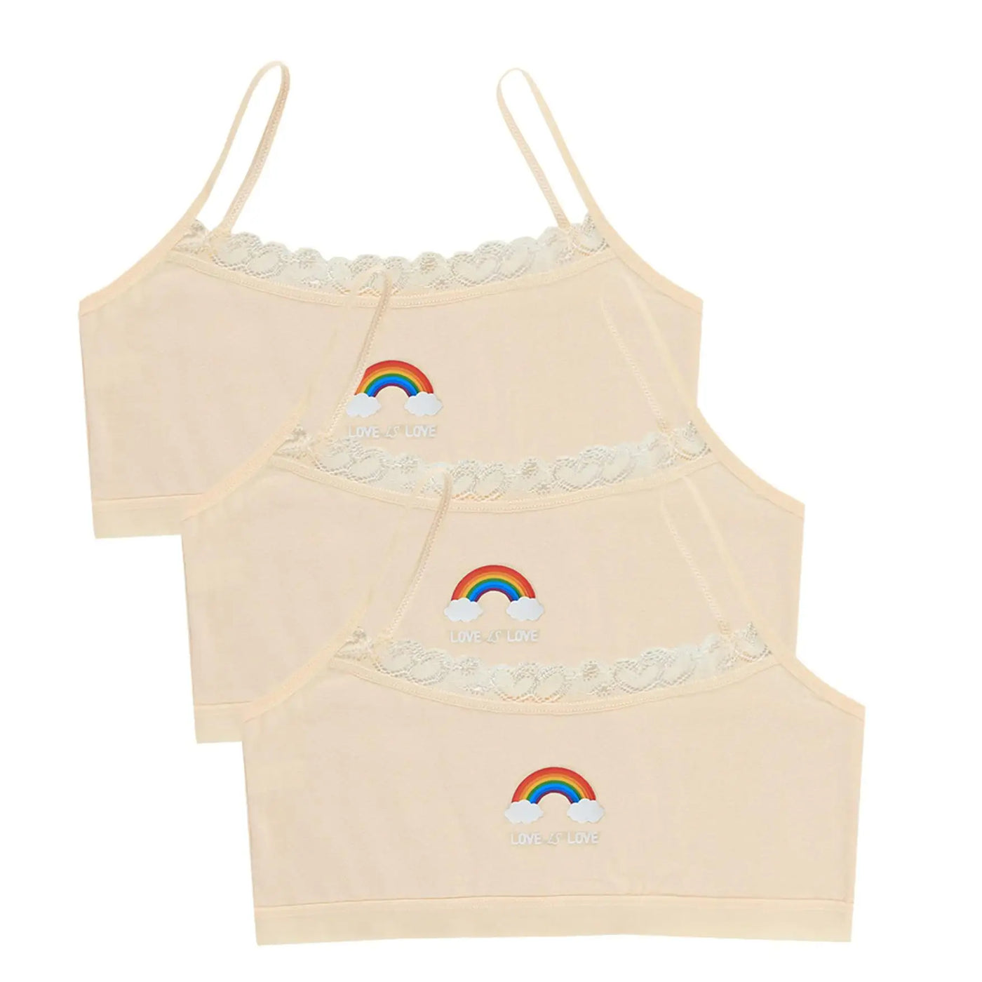 3PCS Teenage Girls Small Training Bras Cute Kids Rainbow Printed Sports Vest Bra Students Children Brassiere Underwear Tube Tops
