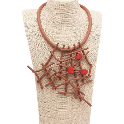Fashion Designer Luxury Necklaces Women Handmade Gothic Pendant Necklace Rubber jewelry Wooden Accessories Statement Jewelry