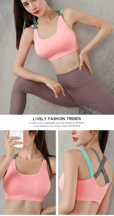 Women's Fashion Back Sports Bra Women Running Fitness Shockproof Underwear Moisture Wicking Quick Drying Sports Undershirt