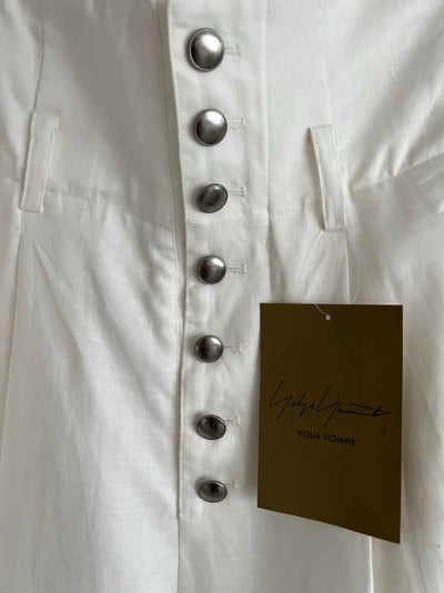 TOP-YAMAMOTO original design high-waisted black and white linen casual loose trousers for men