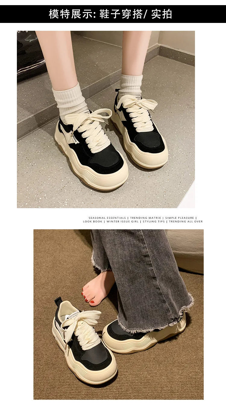 Women New Fashion Sneakers Autumn Casual Brand Shoes Woman Thick Soled Canvas Platform Designer Women Light Flat Versatile Shoes