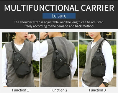 Men Fashion Laptop Waist Packs Trendy Computer Chest Bag Usb Shoulder Bag Leisure Chest Bag Large Capacity Crossbody Bag