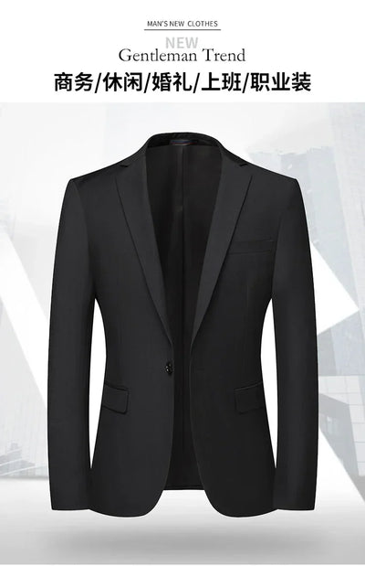 2025 Blazer New Men's Fashion Business Solid Color British Style Professional Work Groom Wedding Dress Best Man Blazer Jacket