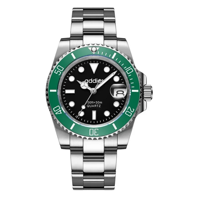 2025Advanced men's watches high-end products green water ghost quartz watches steel band waterproof luminous watches