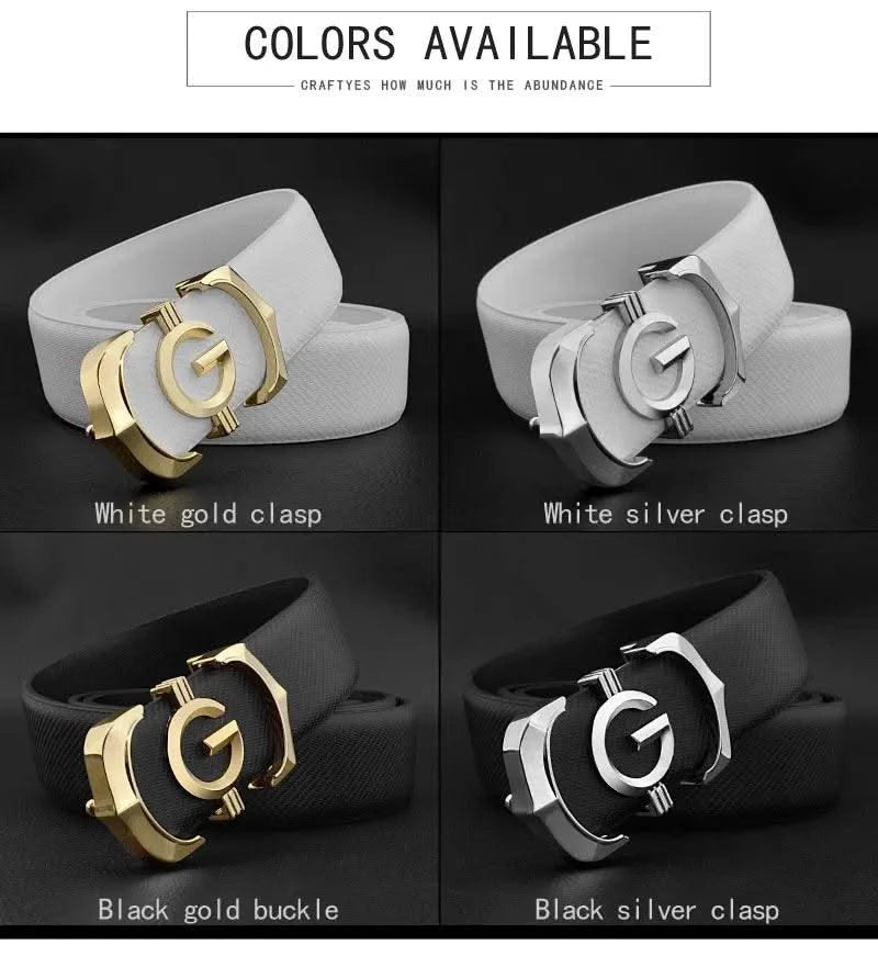 High quality genuine leather fashion G Designer belts men | Cowskin casual white Waist Strap