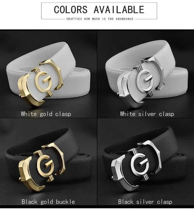 High quality genuine leather fashion G Designer belts men | Cowskin casual white Waist Strap