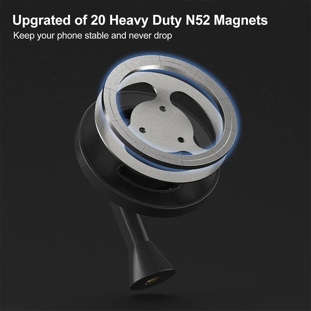 Magnetic Phone Tripod Mount Adapter with 1/4"-20 Hole for MagSafe for iPhone 16 15 14 13 12 Plus Pro Max Mini Case, Selfie Stick