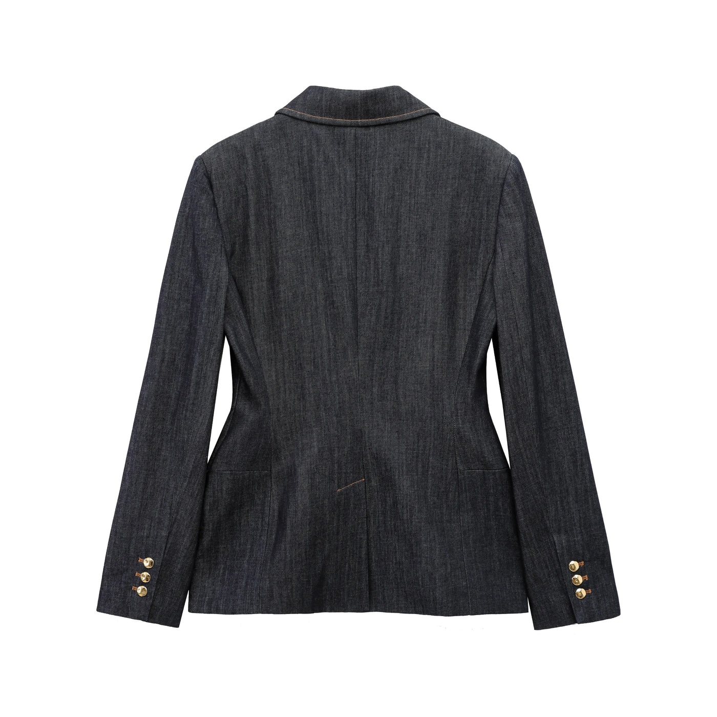 TRAFZA 2025 Spring Women Fashion Denim Blazer  Long Sleeves Tight Coat Female Vintage Streetwear Woman Jacket Top Trendy