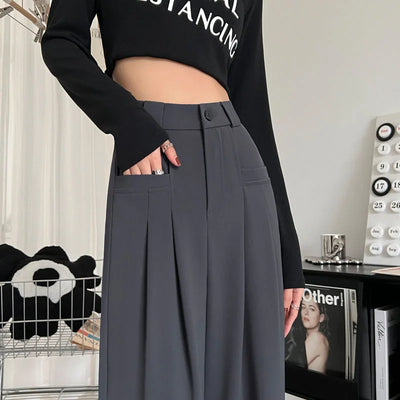 Wide-leg Pants for Women with High Waist Drape Slim Work Clothes Straight and Casual Floor Mopping Small Suit