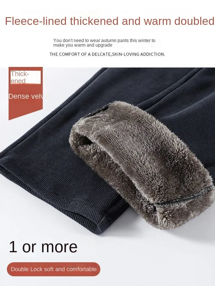 Winter Wide Leg Pants Women Autumn Plush Pants Women Extra Thick Lamb Fleece Warm Straight Korean Pants Joggers Women