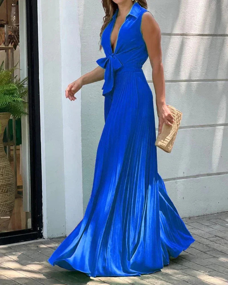 Women Jumpsuit Summer Fashion V Neck Sleeveless Lapel Floral Print Lace Up Loose Wide Legs Pants Romper High Streetwear