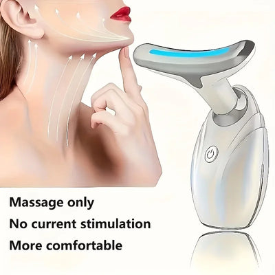 Electric Neck Massager with 7 Color Neck Beauty Device EMS Neck Facial Eye Massage Vibrating Massager Beauty Tools