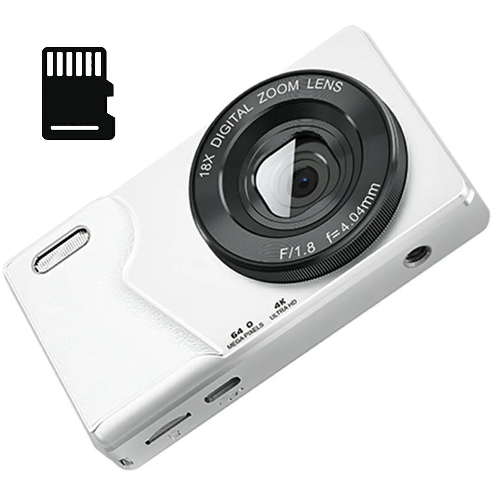 Digital Camera 4K 64MP Photography Camera Video Camcorder 18X Zoom Retro CCD Camera Dual Lens Photo Video Camera with 32GB Card