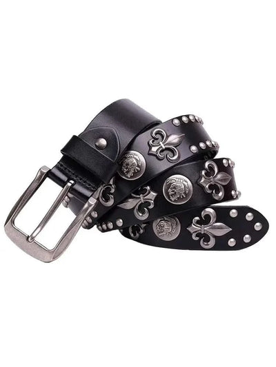 Designer High Quality Genuine Leather Strap Retro Flower Printing Belts Men |  Pin Buckle Belt