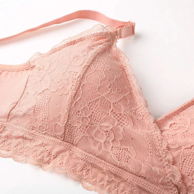 Lace Breastfeeding Maternity Nursing Bra For Pregnant Women Lightly Padded Wireless Adjustable Double Strap Lingerie S-2XL