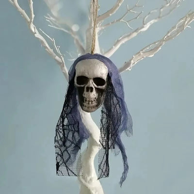 Halloween Skull Decorations,Foam Skull Hanging Ornaments,Bride Clothes Bone Head ,Haunted House Horror Decoration Props