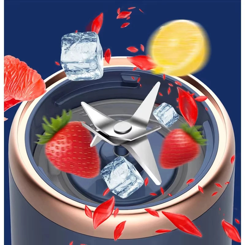 Portable Blender & Juicer 2-in-1 - USB Rechargeable Includes 6 Blades & Double Cups Ideal for Smoothies Iced Drinks & Halloween