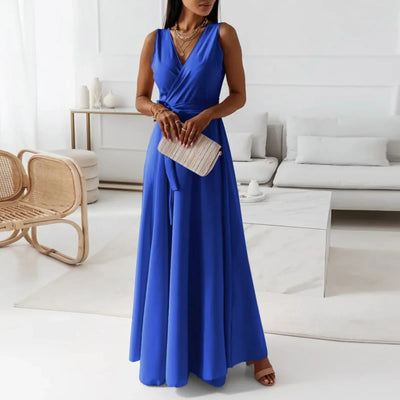 Women's Elegant Solid long dresses Casual Sleeveless High Waist Sexy Evening Formal dresses Fit And Flare Dresses For Women