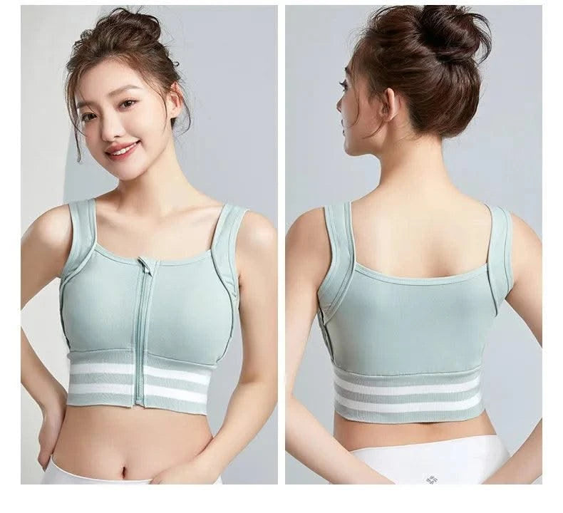 Sports Bras Zip Front For Women With Full Coverage Removable Padded Workout Bra Shockproof Yoga Underwear Running Fitness Vest