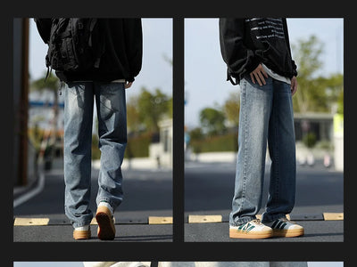 2025 New Men's Baggy Casual Jeans Male High Street Straight Leg Denim Pants American Classic Retro Autumn Casual Long Trousers