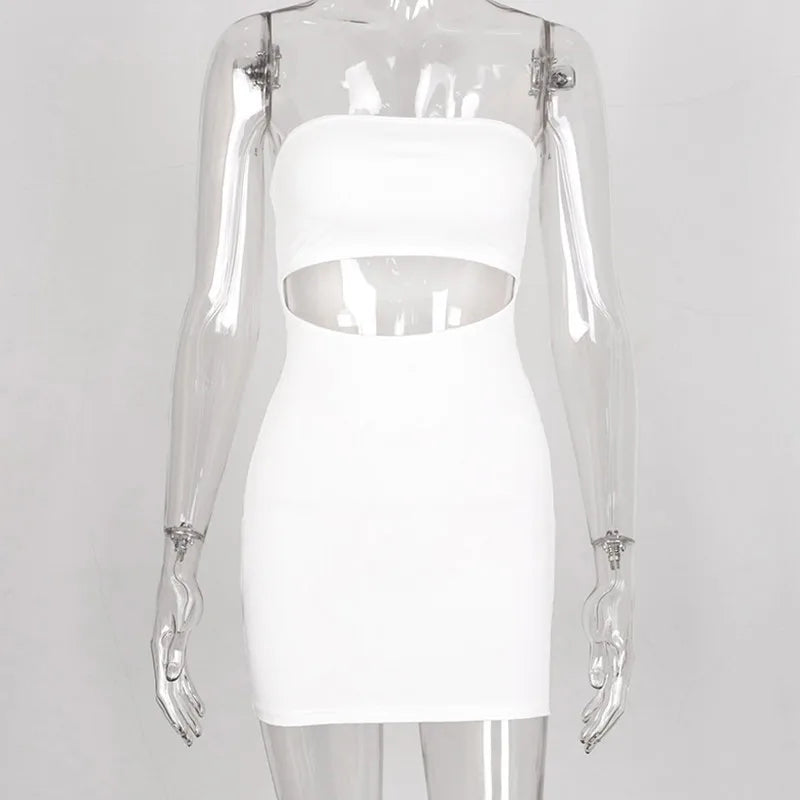 Women Sexy Dress Summer Sundress Female Party Dress Casual Hollow bag hip tube top strapless sleeveless slim dress Halter Dress