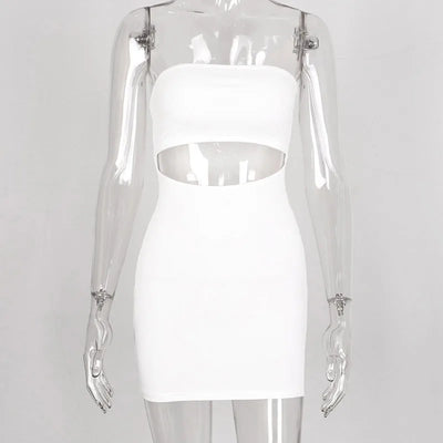 Women Sexy Dress Summer Sundress Female Party Dress Casual Hollow bag hip tube top strapless sleeveless slim dress Halter Dress