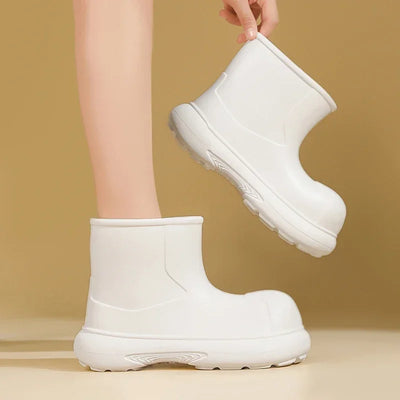 The Mid-top of The Women's Rain Boots Is Available in Solid Multi-color Options Including Waterproof and Anti-slip Flat Shoes