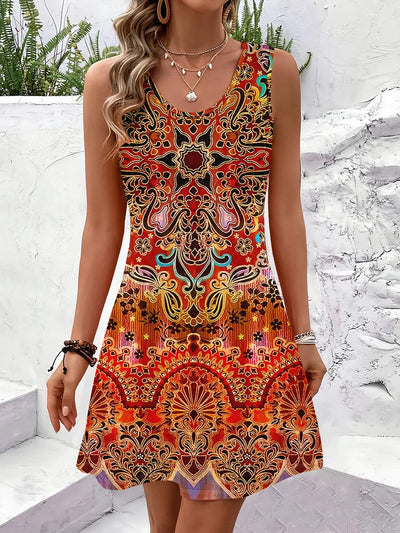Women Summer Sleeveless Bohemian Dress Exclusive Print Vacation Dress  Birthday Dress for Women Beach Dress Dress for Women