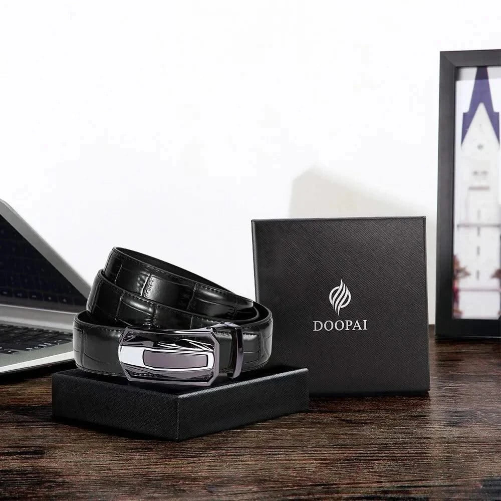 Men Belts Leather Automatic Alloy Buckle Belts