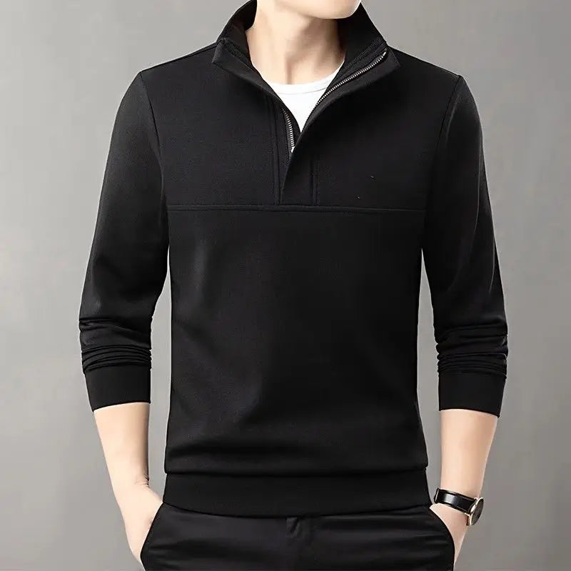 New Men's Sweatshirts Autumn and Winter Warm and Simple Personalized Trendy Tops Half-high Neck Base Shirt