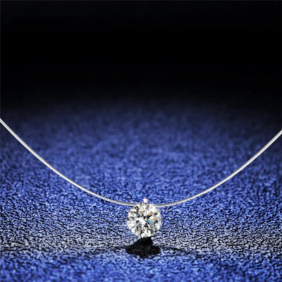 6mm 8mm Moissanite Pendant 925 Silver Solitaire Necklace for Women Invisible Fish Line Chain Jewelry Choker Valentine's Gift