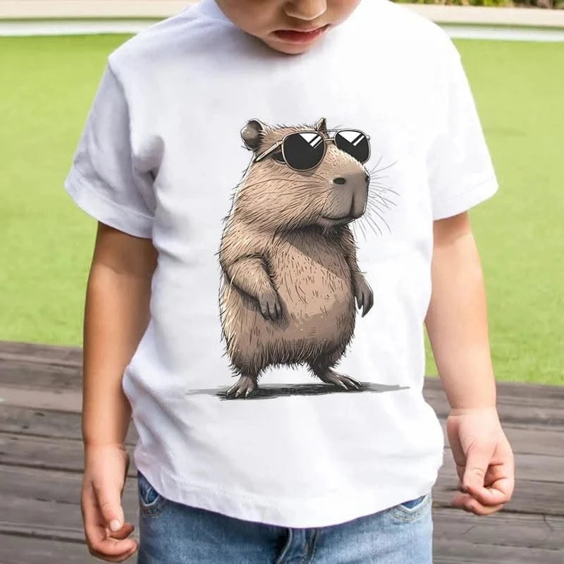 Cartoon 3D Capybara Print Kids Clothes Boys Tshirt Short Sleeve Children Summer Clothes Casual Harajuku Girl Clothes O-Neck Tops