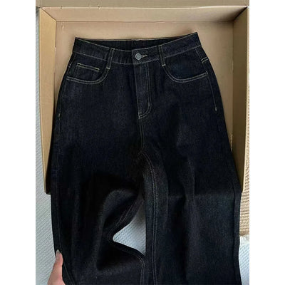 Oversized Wide Leg Pants for Women Spring Autumn Retro High Waist Leopard Print Jeans American Style Straight Loose Denim Pants