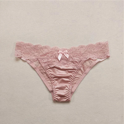 Women Yoga Low Waist Satin Underpants Lace Briefs Fitness Shorts Panties