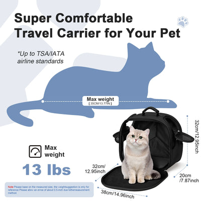Cat, Dog Carrier Bag for Pets Up to 13 Lbs, Carrier for Medium Small Cats Dogs Airline Approved Travel Carry As Pets Go to Home