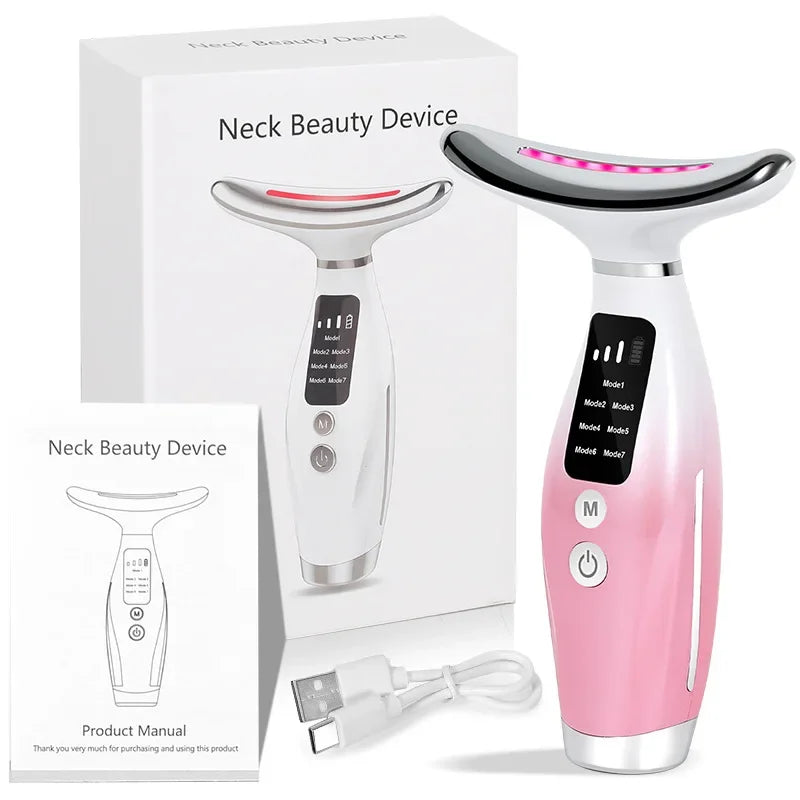 2025 EMS Micro-current Neck Face Beauty Device 7 Color Facial Massager for Enhanced Face Neck and Shoulder Care with Vibrating